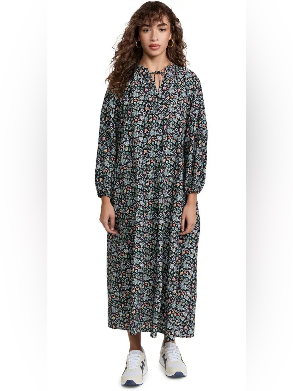 RIXO Blakely Floral Long Raglan Sleeve Tent Midi Dress XS $475